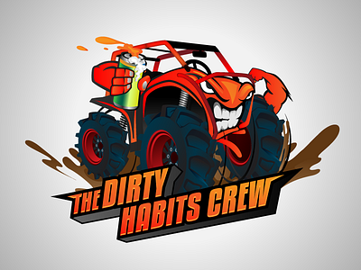 The Dirty Habits Crew aggressive beer logo mascot mud mudding red rzr vector