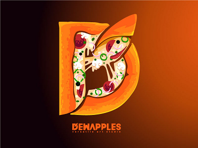 D Pizza delicious dewapples drawing food illustration logo pizza text logo