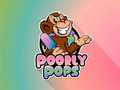 Poorlypops cartoon design funky ice illustration logo mascot monkey pops vector