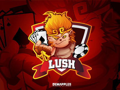 LUSH design funky king logo lush mascot monkey poker spades