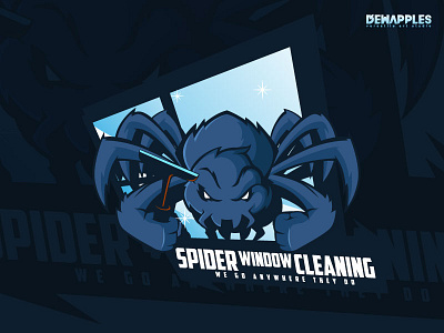 Spider Window Cleaning cleaning illustration logo mascot servicelogo spider vector window