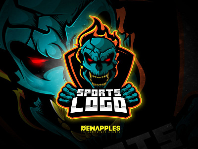 Sports logo esports fire gaming illustration. design logo mascot skull sports sportslogo team twitch