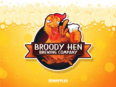 Broody Hen beer brewing broody design illustration logo mascot modern rooster