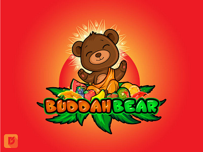 Buddah Bear bear branding buddha colorful fruity icon illustration juicy logo marijuana mascot vector