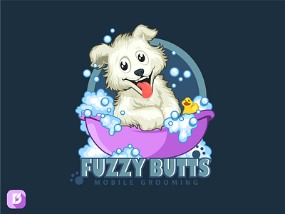 Fuzzy Butts animals butts cartoon logo funny dog gogs grooming illistration logo design mascot logo mobile grooming pet