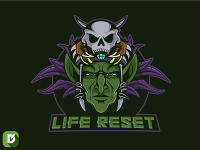 Life Reset cartoon character design gaming goblins green man illustration mascot logo monster logo skull vector logo