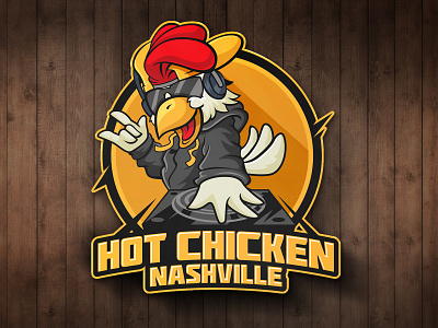 Hot Chicken Nashville cartoon logo channel art dj gaming headphone hip hop hot chicken illustration mascot logo nashville trends