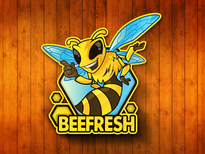 BEEFRESH art bee bee hive beefresh cartoon character company logo cool design fly honeybee illustration insects logo mascot logo smiley yellow