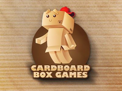 Cardboard Box Games box game box logo cardboard cardboard box carton cartoon character cute game happy illustration logo 3d mascot logo origami