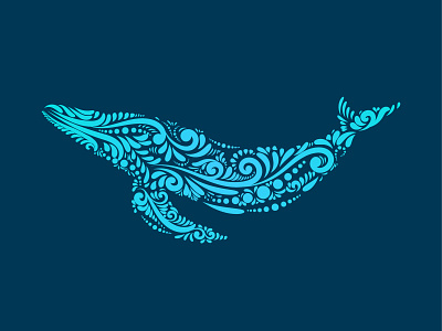 Ornamental decorative whale Logo blue whale decorative floral icon illustration inspiration logo ornamental silhouette tattoo whale