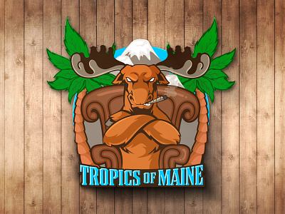 Tropics of Maine animals cannabis character cool mascot logo mastodon moose