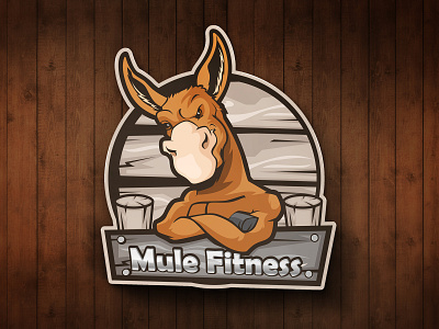 Mule Fitness animals cartoon character company donkey fitness horse logo design mascot logo wood