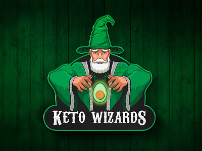 Keto Wizards character logo drawing green hat illustration logo magic magical mascot logo mascot logos old man vector wizard