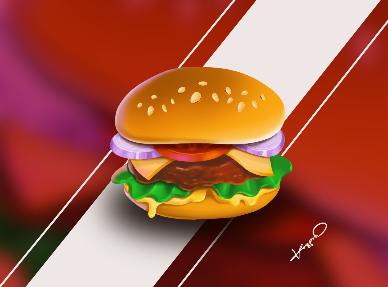 Burger digital drawing by DewApples on Dribbble