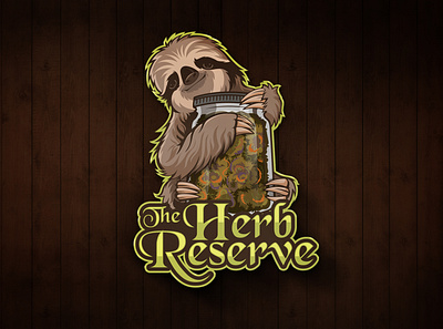 The herb reserve animals bud cartoon character icon illustration logo marijuana mascot logo medical sloth weeds