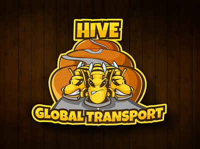 Hive Global Transport bee beehive branding cartoon character hive illustration logo mascot mascot character mascotlogo road sports trailer truck