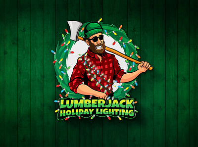 Lumberjack Holiday Lighting axe branding character cristmas design holidays illustration lighting lumberjack mascot mascot logo