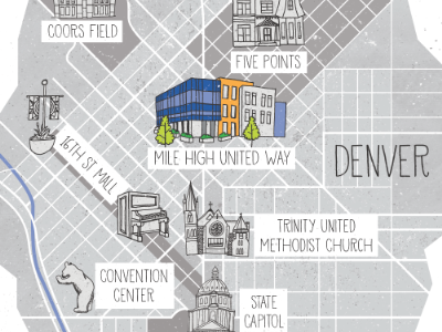 Denver Map city colorado denver illustration map mile high united way