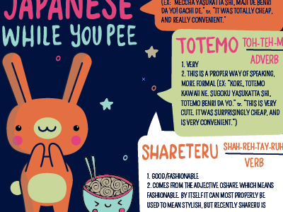 Learn Japanese While You Pee illustration japanese kawaii ramen restaurant tengu