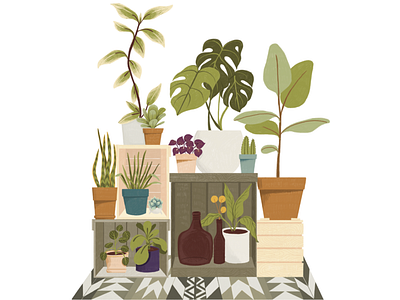 Plants! aztec pattern digital painting garden green thumb greenhouse illustration plants