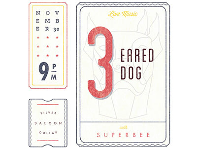Three Eared Dog dog music poster tickets