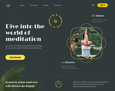 Relaxing shot design interfase meditation ui ux web website yoga