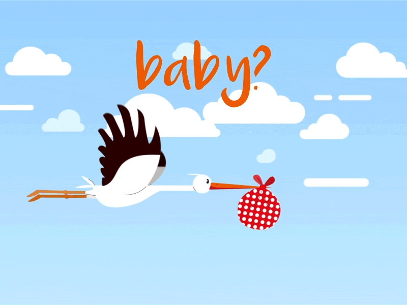 Flying Stork and Baby animation baby bird character flying illustration stork vector