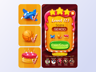 Game ui design airplane app ball cake candy chocolate design game illustration ui ux