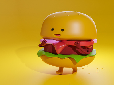 Sweet Burger 3dmodel cartoon character design fastfood food hamburger illustration render