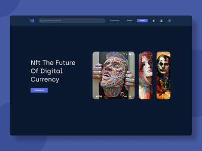 NFT Marketplace Website bitcoin clean crypto dark theme design disital art gaming interface layout marketplace nft ui ux web webdesign website