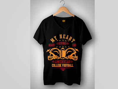 My heart beats for American football t shirt design football banner
