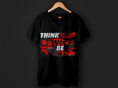 Think twice, be fast .Motivational urban typography t shirt modern mockup urban street wear