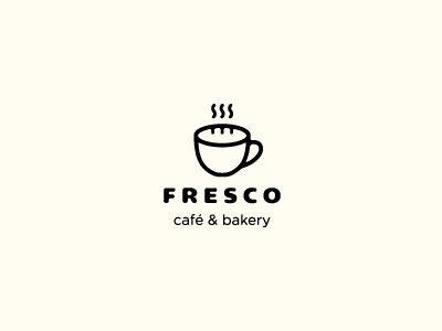 Fresco bakery bemio bread cafe concept cup logo mark name naming negative space