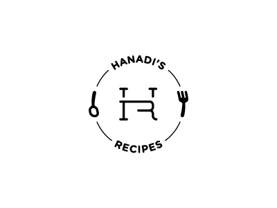 Hanadi's Recipes circle h logo monogram name naming r recipes utensils