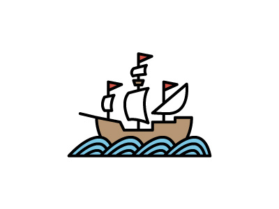 Ship flags logo sail sea ship waves