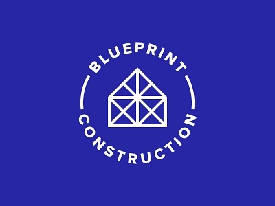 Blueprint Construction blueprint branding construction geometric home house identity logo mark monoline seal symbol