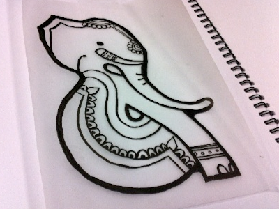 Elephant illustration ink typography