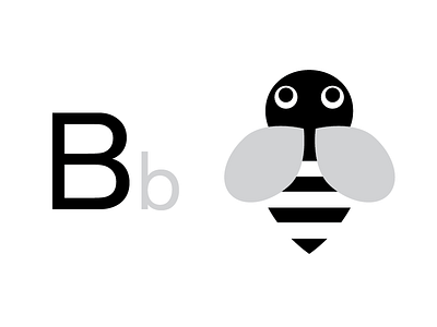 B is for Bee alphabet children illustration typography vector