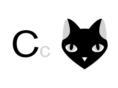 C is for Cat alphabet children illustration typography vector