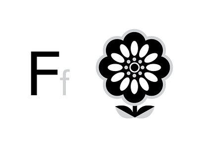 F is for flower alphabet children illustration typography vector