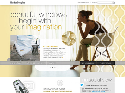 Home Page Redesign Concepts feminine home page interior design pink user interface window coverings windows yellow