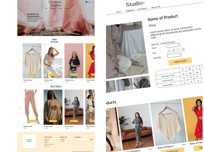 Namas Studio- atom branding design system molecules online store organism tech ui uiux web web design woman clothes