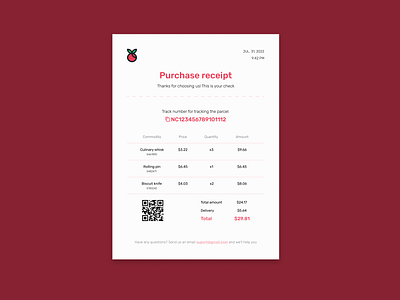 #DailyUI #017 challenge | Email Receipt |