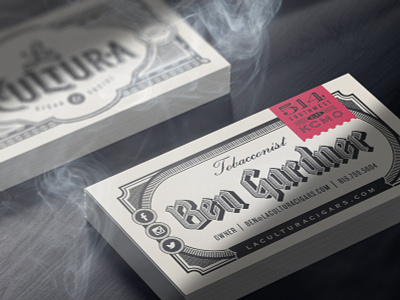 La Cultura Business Cards blackletter branding business cards cigars smoke smoking