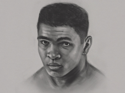 Ali ali boxer charcoal digital ipad muhammad portrait procreate
