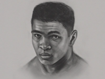 Ali ali boxer charcoal digital ipad muhammad portrait procreate