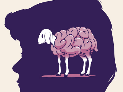 Sheep for Brains adobe brains illustrator lamb person profile sheep silhouette vector