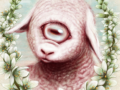 Cycloptic Sheep adobe sketch cute cyclops eye flowers ipad lamb lily sheep wool