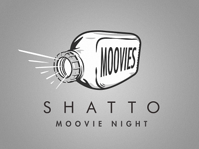 Shatto Moovies bottle cinema film glass illustration logo milk movies procreate projector shatto