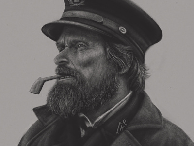 Portrait of Thomas Wake adobe adobefresco beard hat pipe the lighthouse willem dafoe